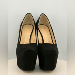 Giuseppe Zanotti Eva black suede platform pumps.